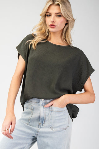 ES- ROUND NECK TOP-OLIVE