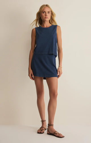 GAIL JERSEY INDIGO DENIM SKIRT