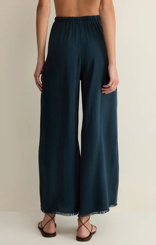 DARK BLUE LINEN DRAWSTRING PANTS