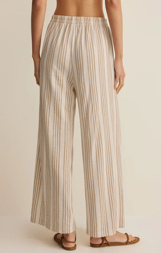 WHITE AND BEIGE STRIPED PULL ON PANTS 