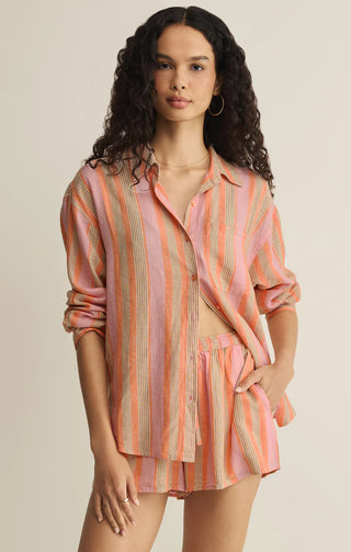 MULTI COLOR STRIPED BUTTON DOWN SHIRT 