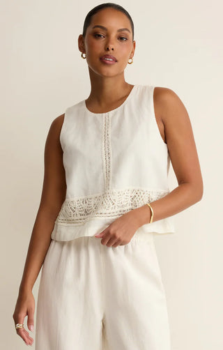 WHITE EMBROIDERED TANK