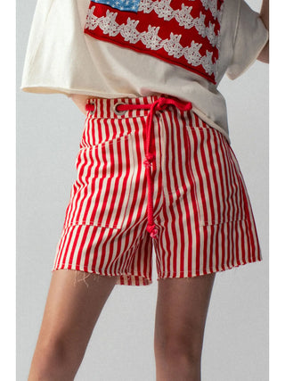 Red and white striped shorts 