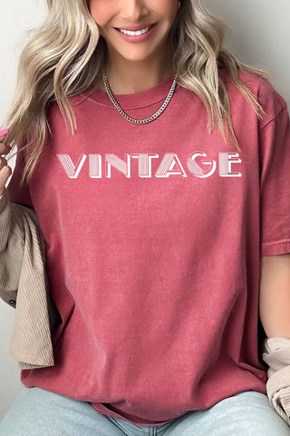Vintage Comfort Colors Graphic Tee: Crimson / S