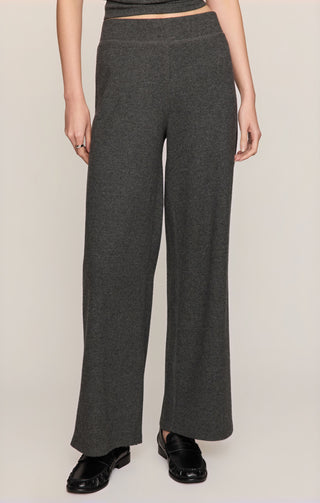dark charcoal gray wide-leg knit lounge pants 