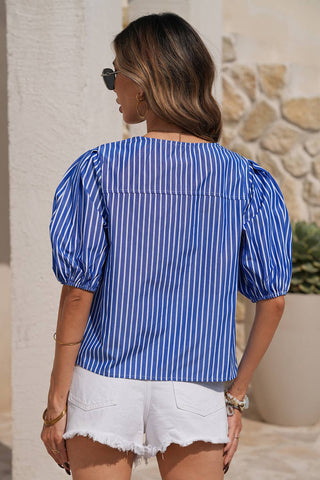 Puff Knotted Blouse - Blue