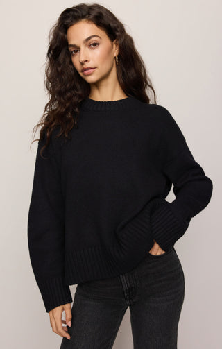 BLACK CLOUD SWEATER WITH RIBBED EDGE