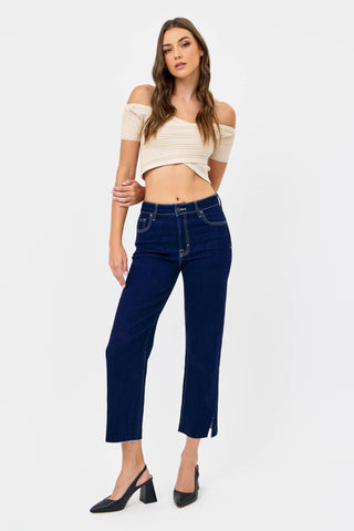 HIDDEN - Hem Slit Cropped Relaxed Straight