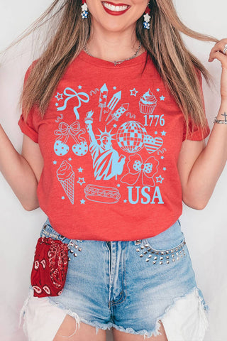4th Graphic Tee-HeatherRed