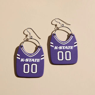 K STATE FOOTBALL JERSEY EARRINGS