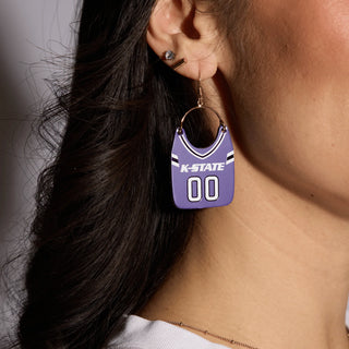 NICKEL & SUEDE K STATE FOOTBALL JERSEY EARRING