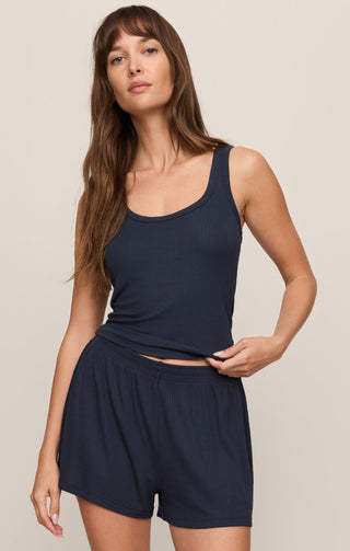 BLACK RIBBED TANK TOP