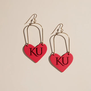 NICKEL & SUEDE KU HEART LEATHER EARRINGS 