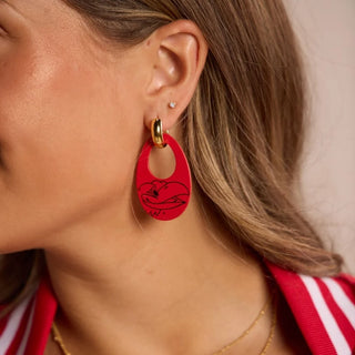 KU RED JAYHAWK EARRING OLIVIA