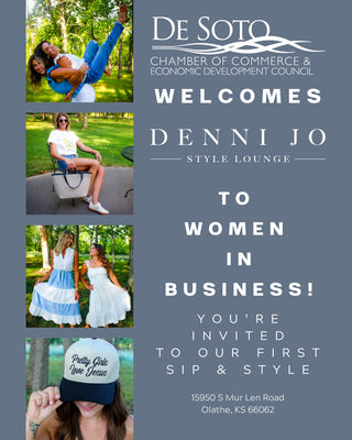 Promotional flyer for a women in business event hosted by De Soto Chamber of Commerce & Economic Development Council.