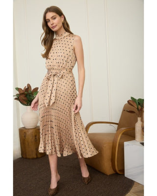 VERA CAMEL POLKA DOT DRESS
