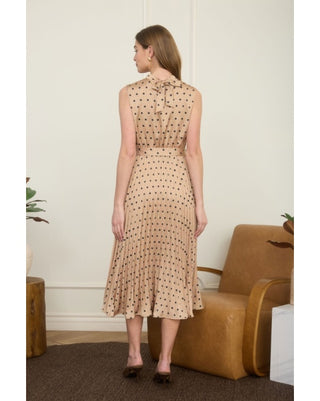 VERA CAMEL POLKA DOT DRESS