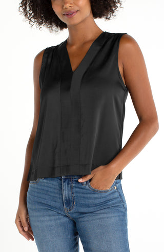 LIV - SLEEVELESS WOVEN KNIT BLOUSE