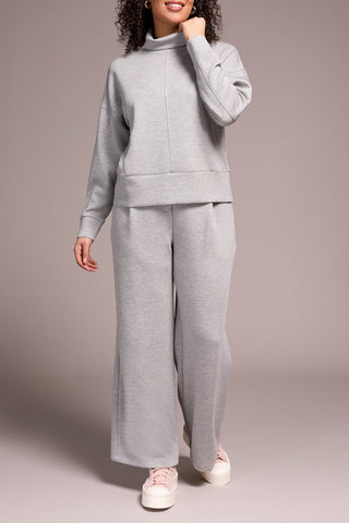 TRIBAL-FUNNEL NECK TOP-LT GREY