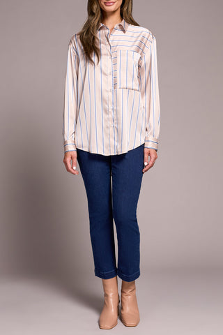 TRIBAL-SHIRT W/ CUTS-BEIGE