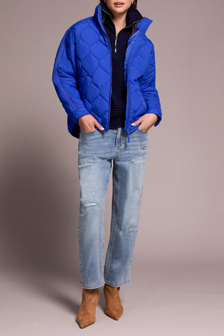 TRIBAL-QUILTED JACKET-LAPIS