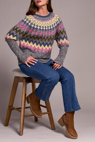 TRIBAL-INTARSIA RIBBED SWEATER