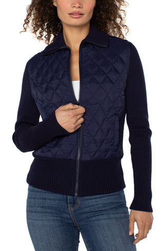 LIV-WOVEN ZIP JACKET-NAVY