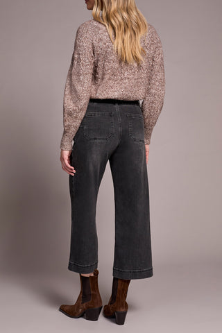 TRIBAL-SOPHIA WIDE CROP JEANS-BLK