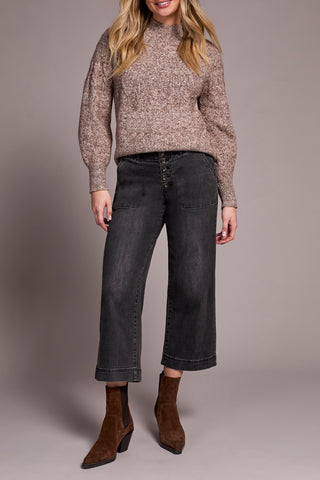 TRIBAL-SOPHIA WIDE CROP JEANS-BLK